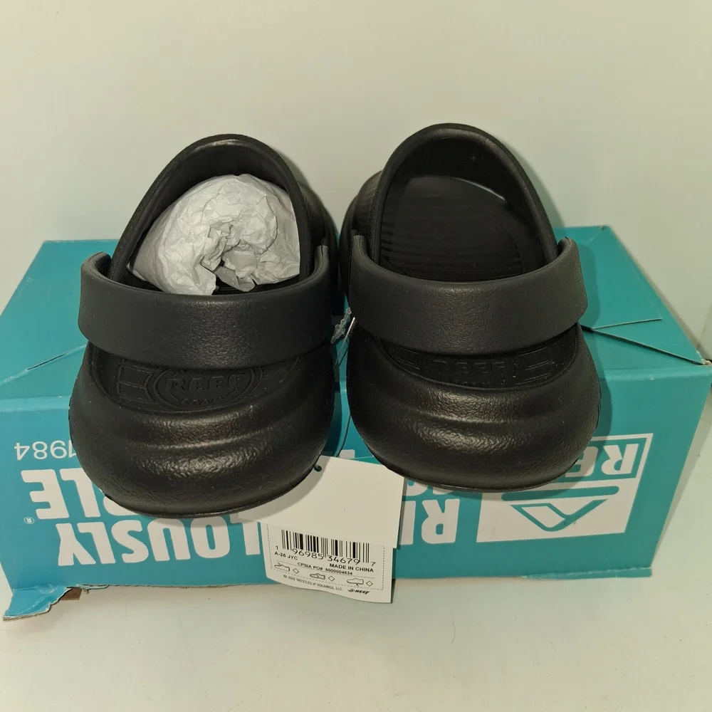 Reef Black Slip-On Comfort Slides with Heel Strap